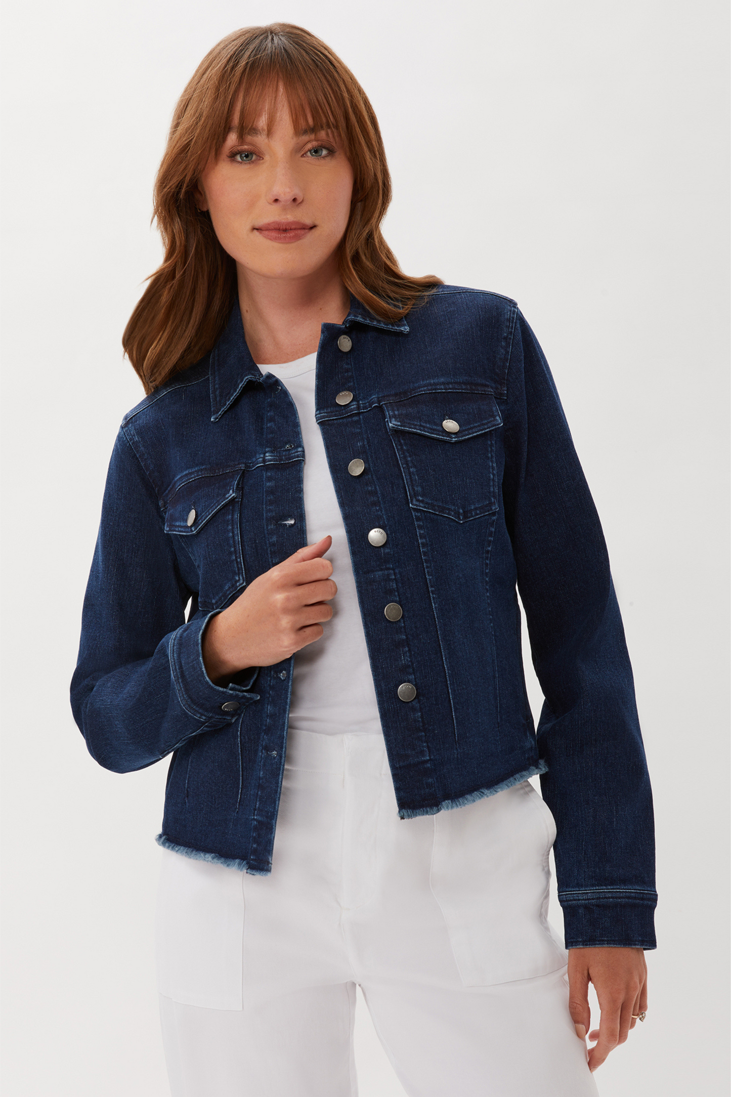 CLEAN DENIM JACKET WITH FRAY HEM