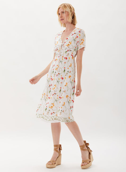 BARRYMORE EMBROIDERED AND PRINTED DRESS