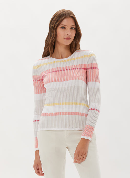 LONG SLEEVE STRIPED RIB CREW