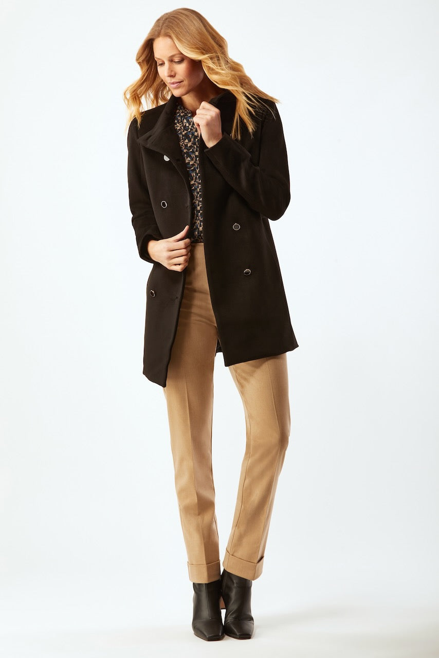 CAR COAT WITH BUTTON AND BELT DETAIL