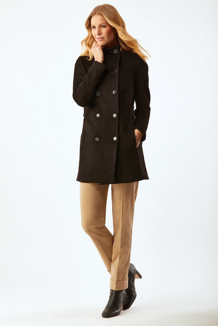 CAR COAT WITH BUTTON AND BELT DETAIL