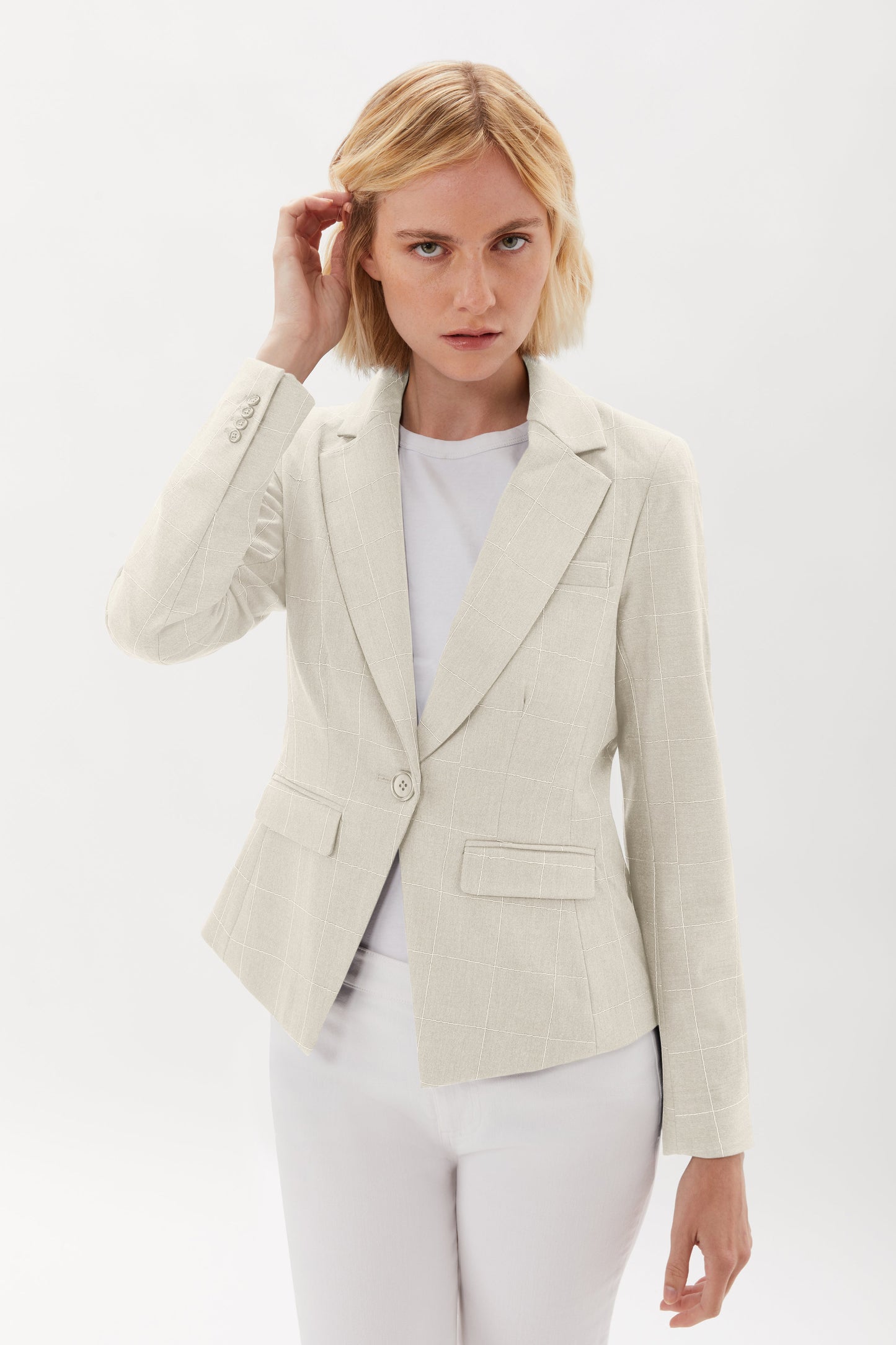 ONE BUTTON BLAZER WITH EMBROIDERY