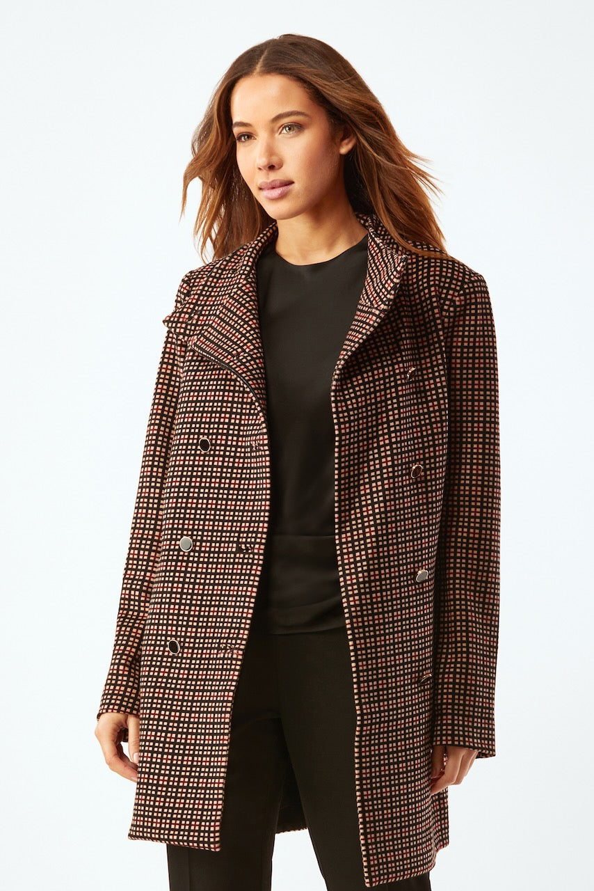 CAR COAT WITH BUTTON AND BELT DETAIL