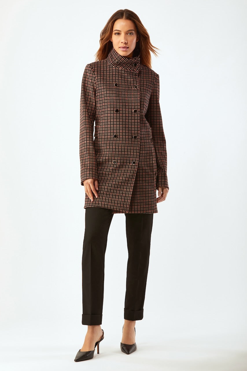 CAR COAT WITH BUTTON AND BELT DETAIL