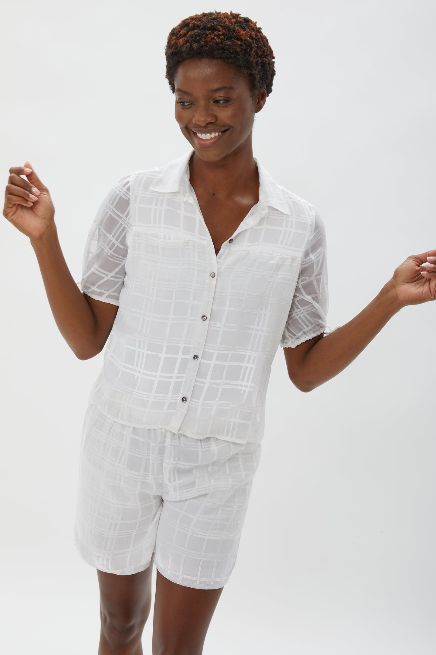 CHATELIER SATIN BURNOUT SHIRT (TOP ONLY)