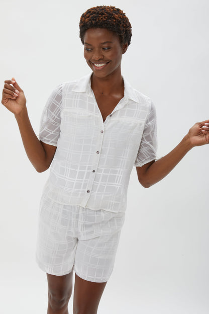 CHATELIER SATIN BURNOUT SHIRT (TOP ONLY)