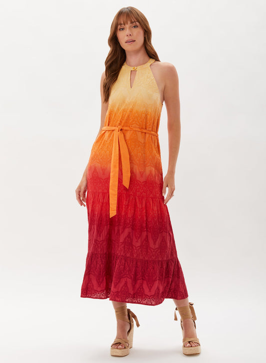 HATHAWAY EMBROIDERED HALTER MAXI DRESS